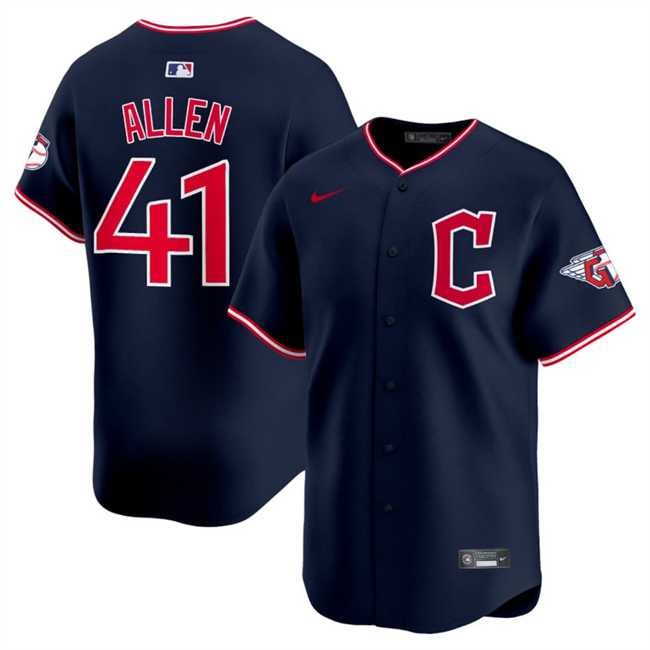 Mens Cleveland Guardians #41 Carlos Santana Navy 2025 Alternate Limited Stitched Jersey Dzhi